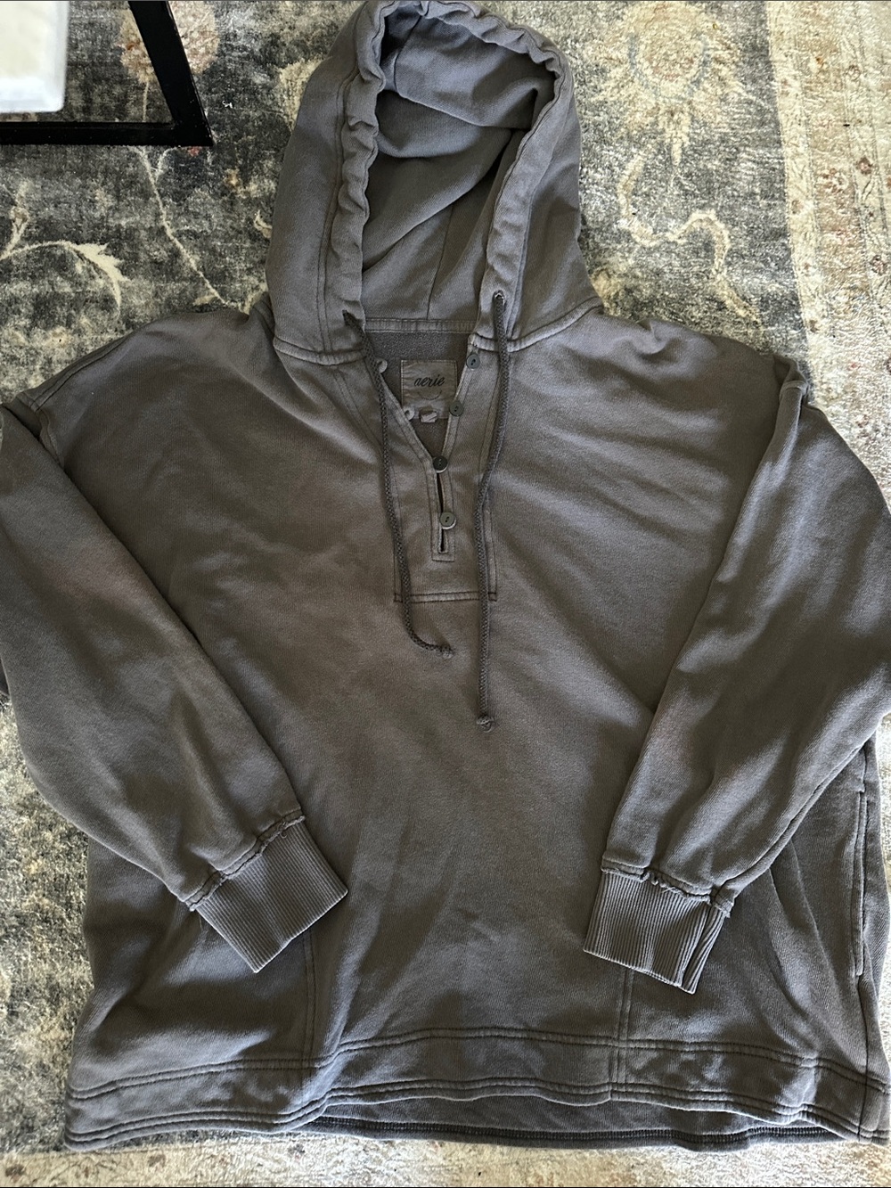 aerie Charcoal Gray Hooded Pullover Sweatshirt